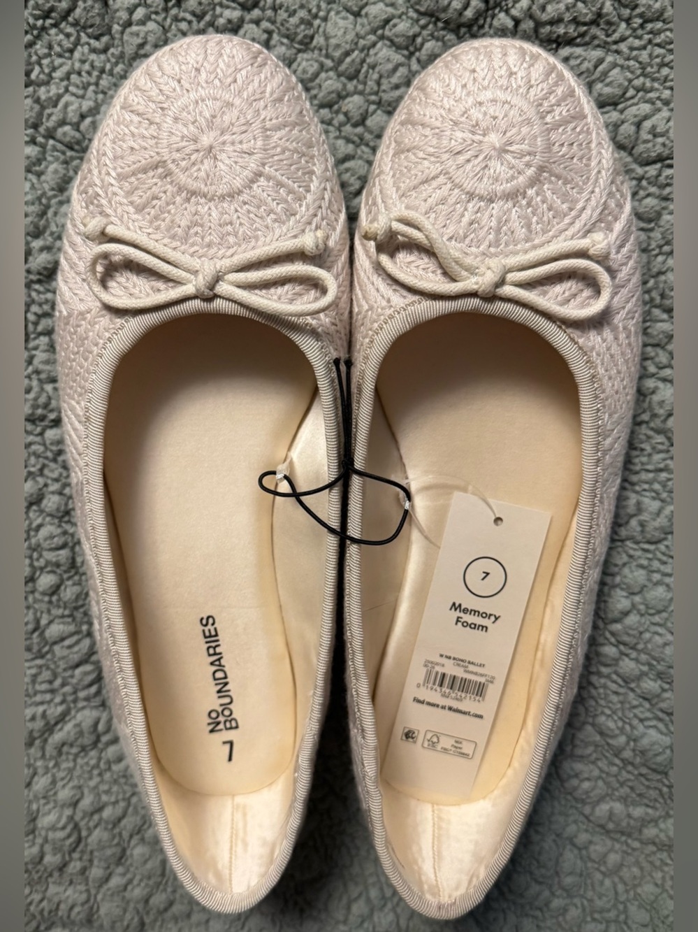 No Boundaries Cream Crocheted Boho Ballet Flats Size 7 with Memory Foam ~ Viral
